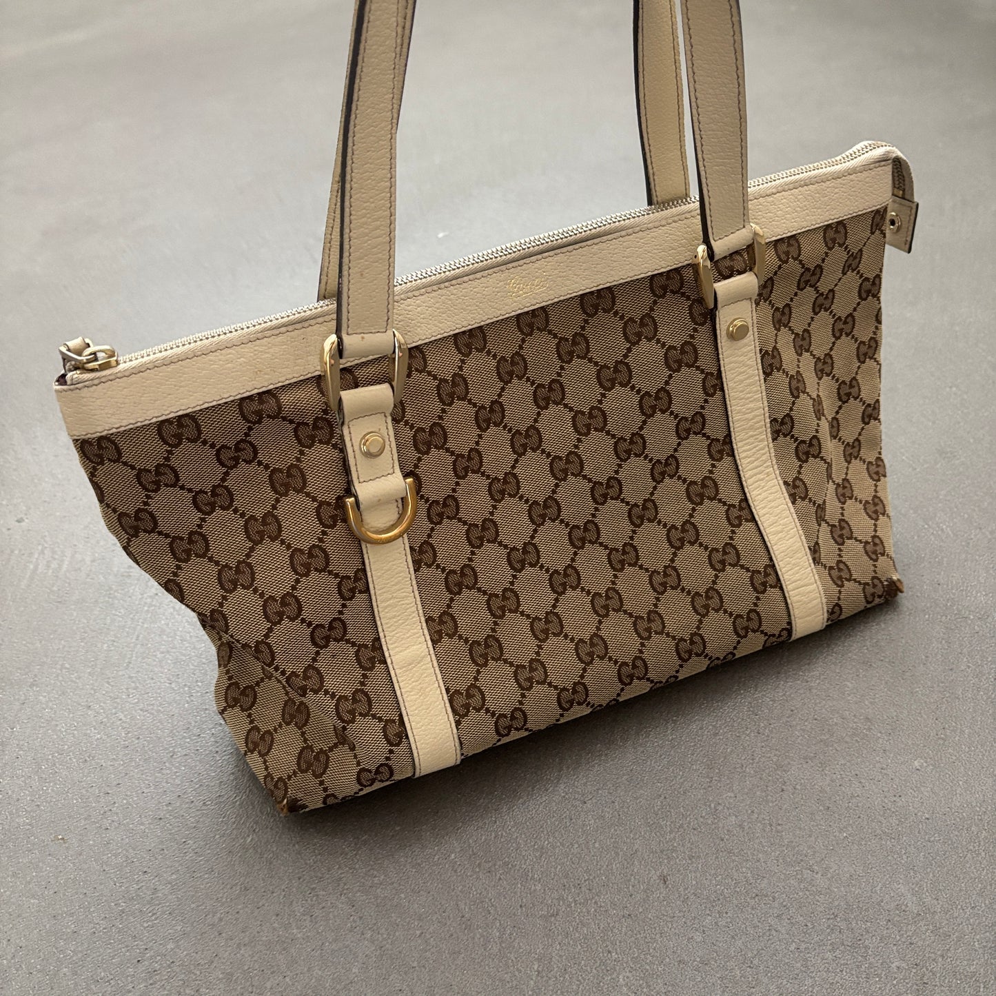 GUCCI CANVAS D-RING ABBEY TOTE BAG