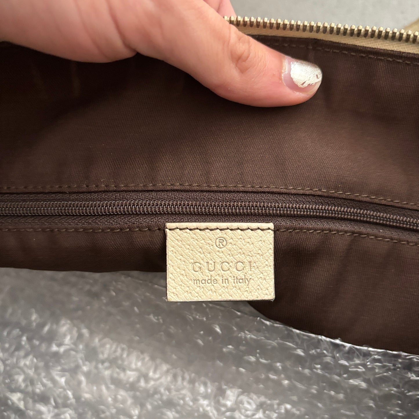 GUCCI CANVAS D-RING ABBEY TOTE BAG