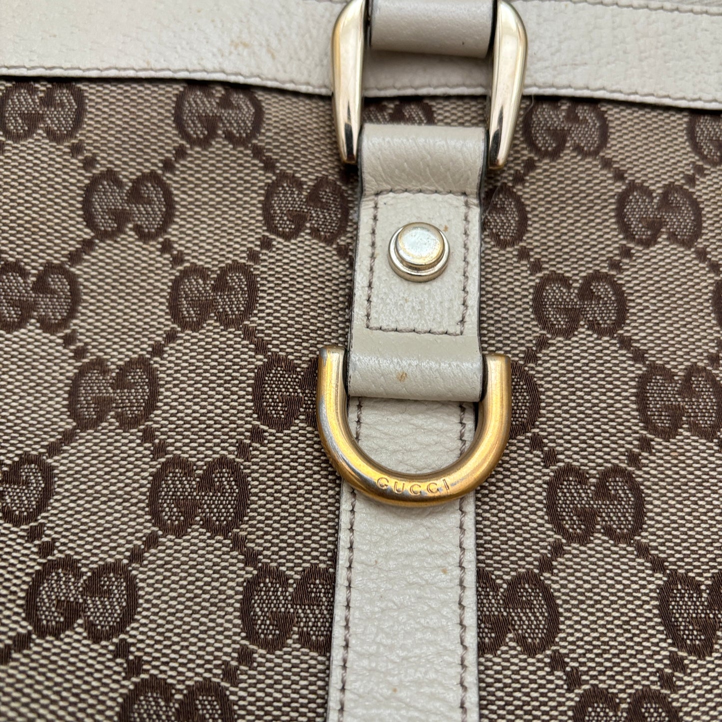 GUCCI CANVAS D-RING ABBEY TOTE BAG