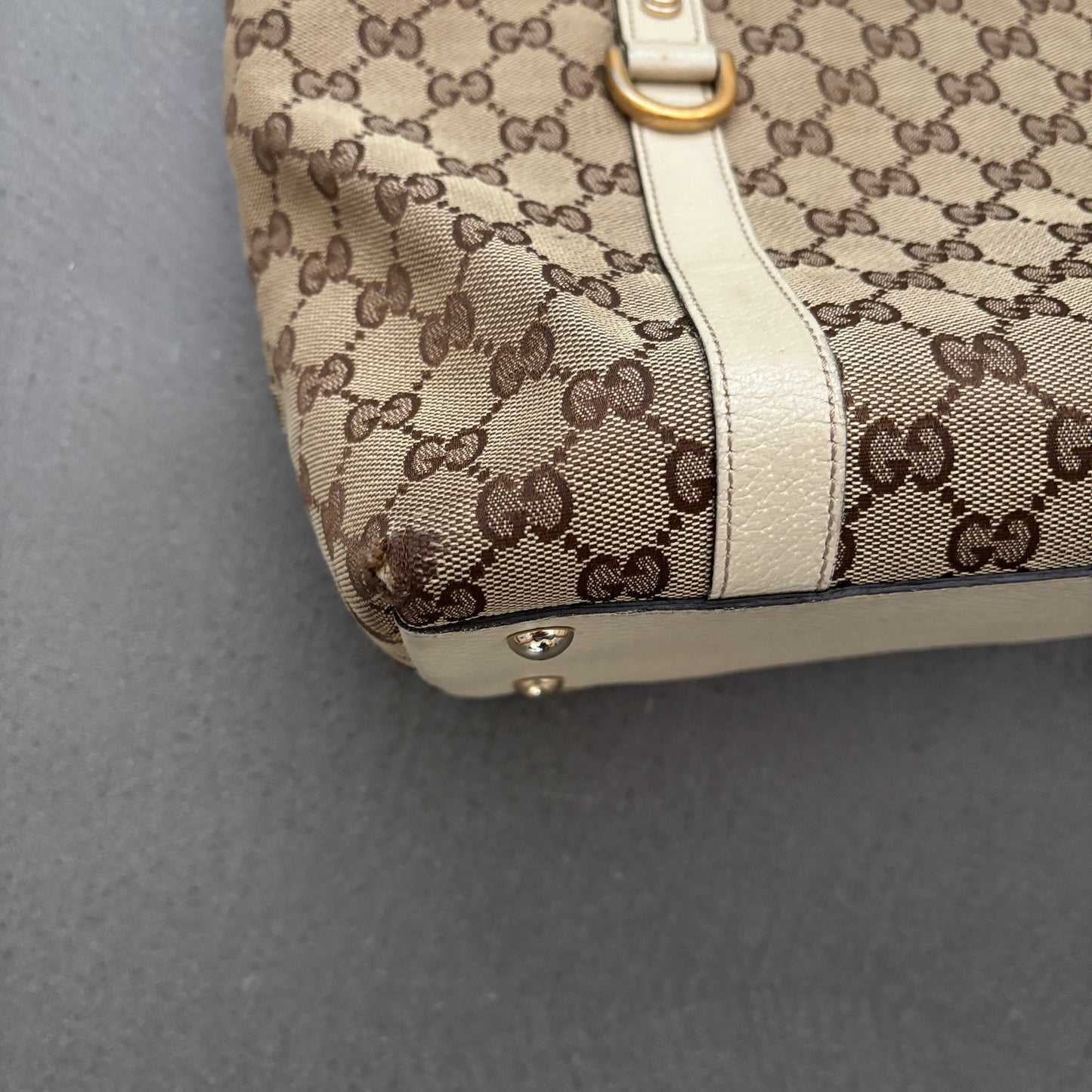 GUCCI CANVAS D-RING ABBEY TOTE BAG