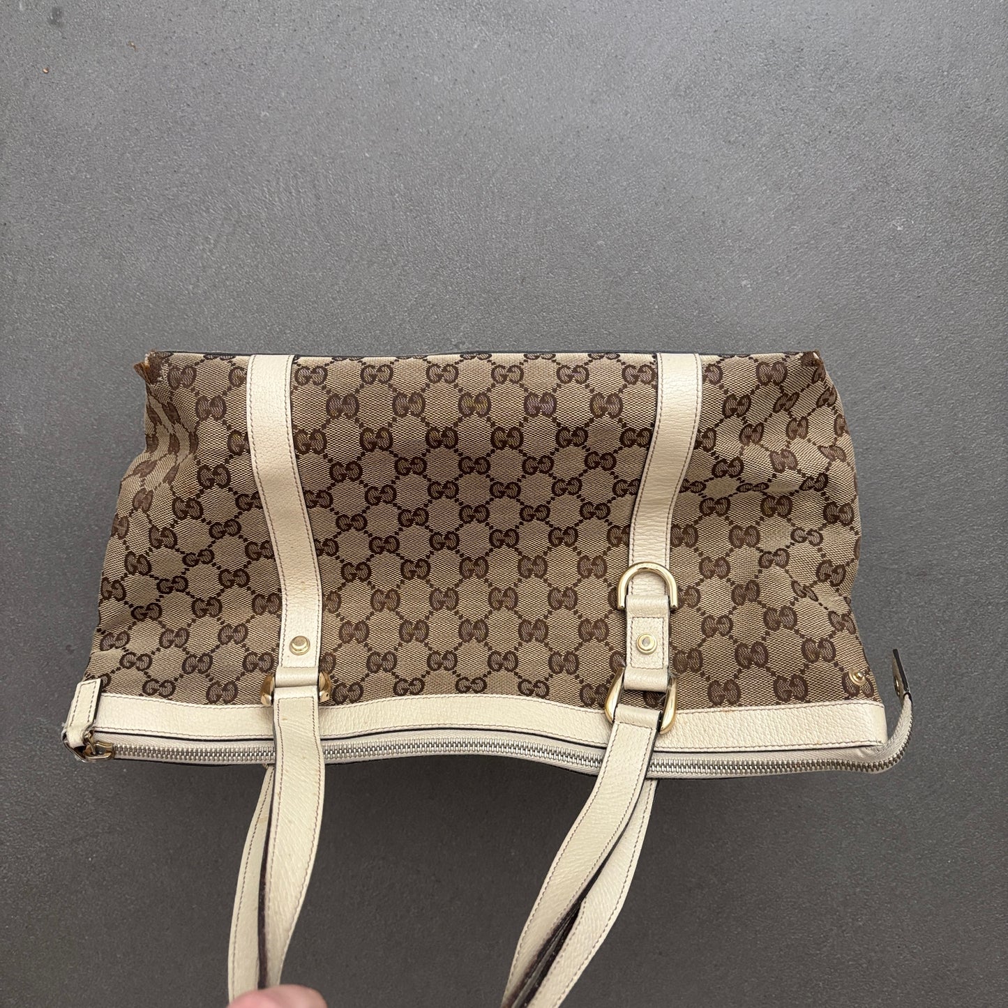 GUCCI CANVAS D-RING ABBEY TOTE BAG
