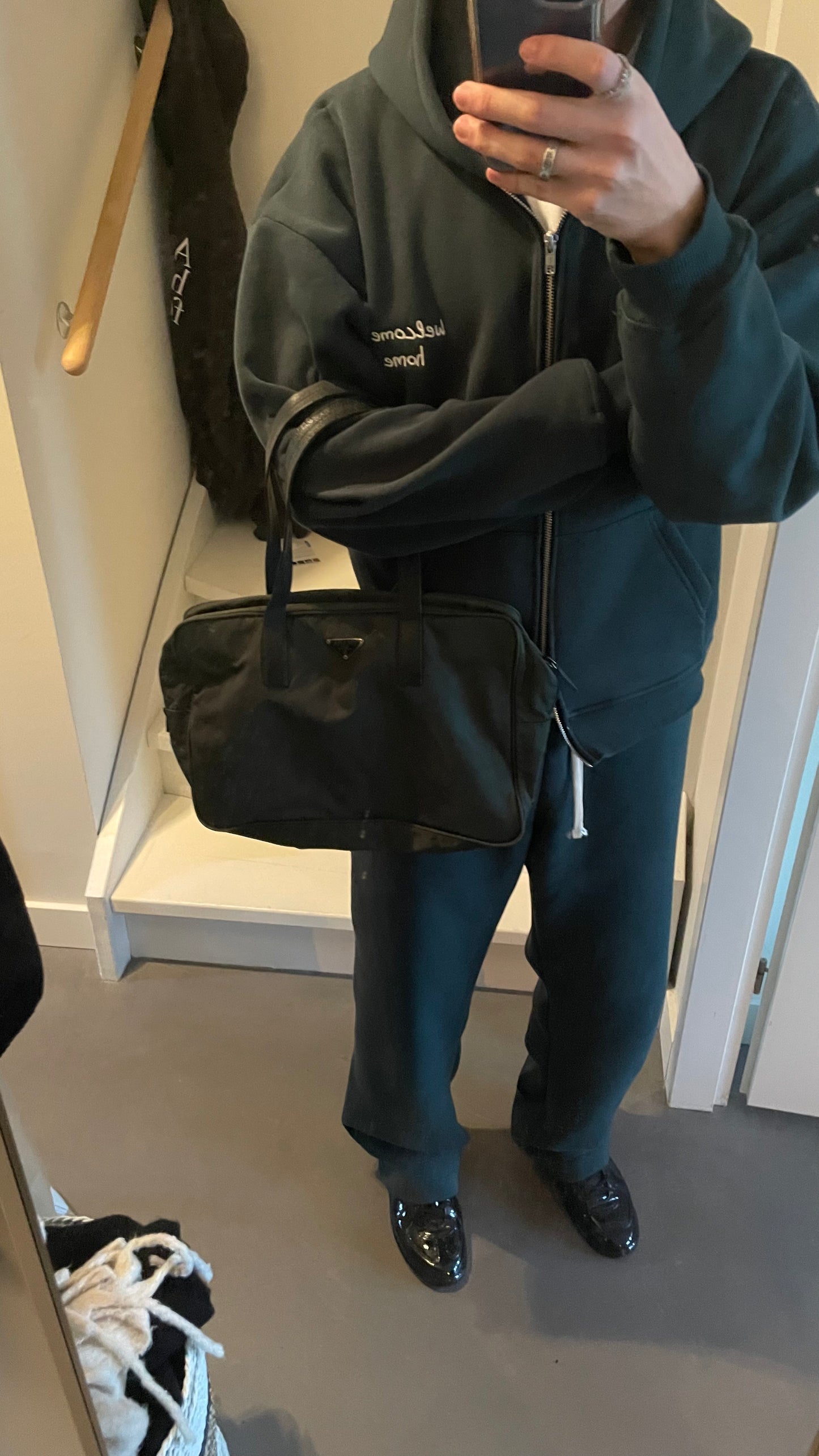 BORSA A MANO PRADA NYLON VERDE