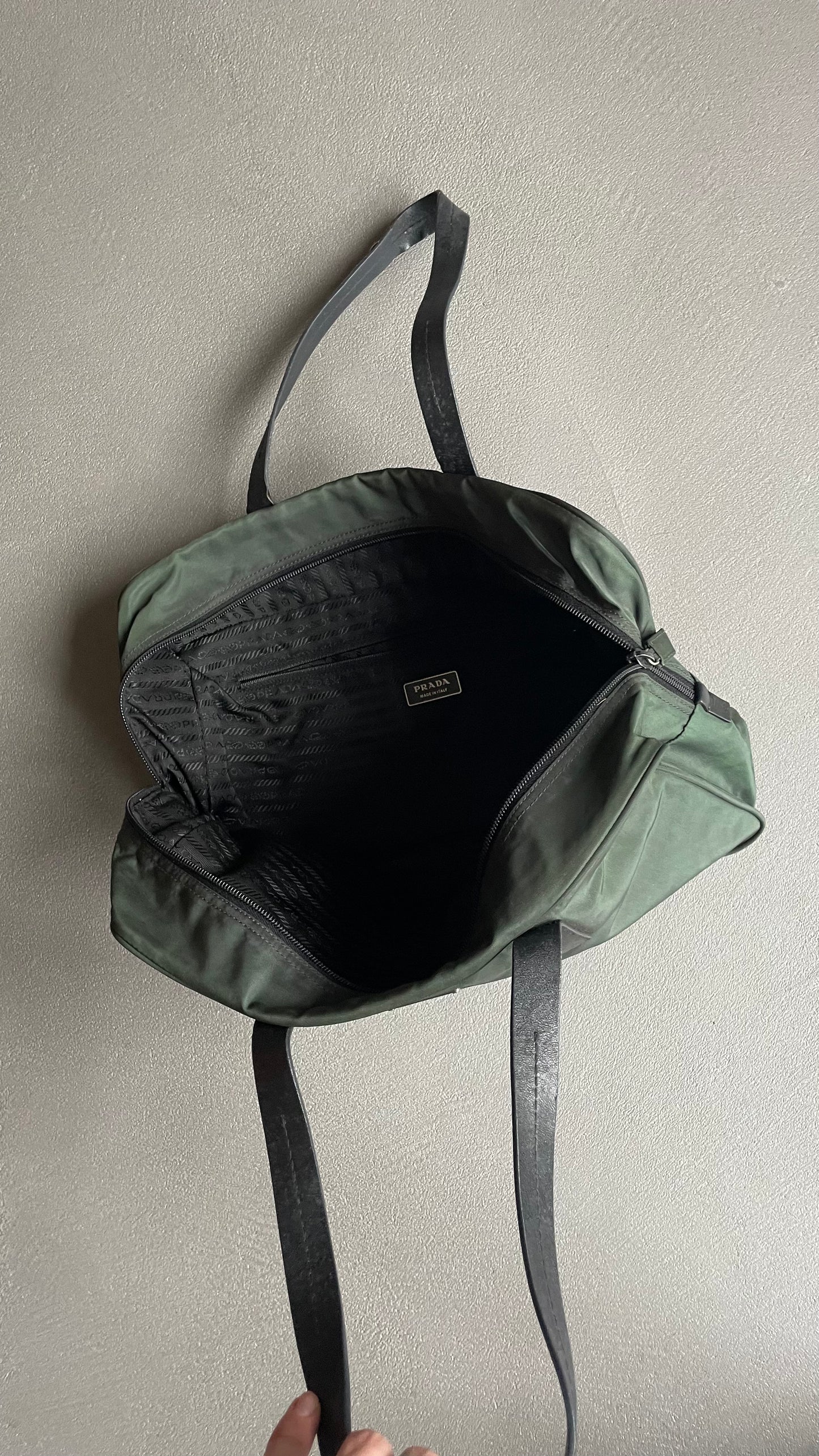 BORSA A MANO PRADA NYLON VERDE