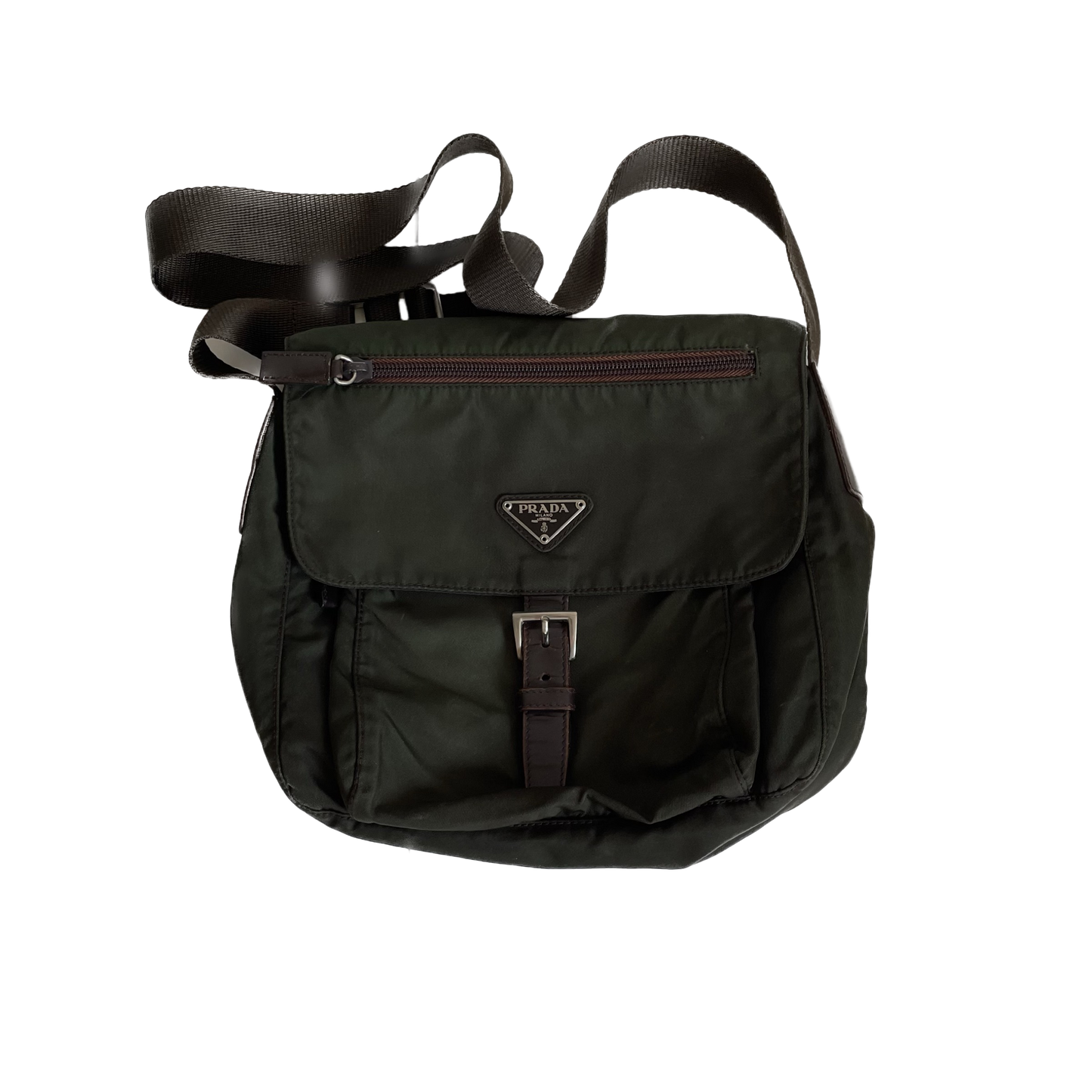 BORSA MESSENGER PRADA VERDE MILITARE/MARRONE