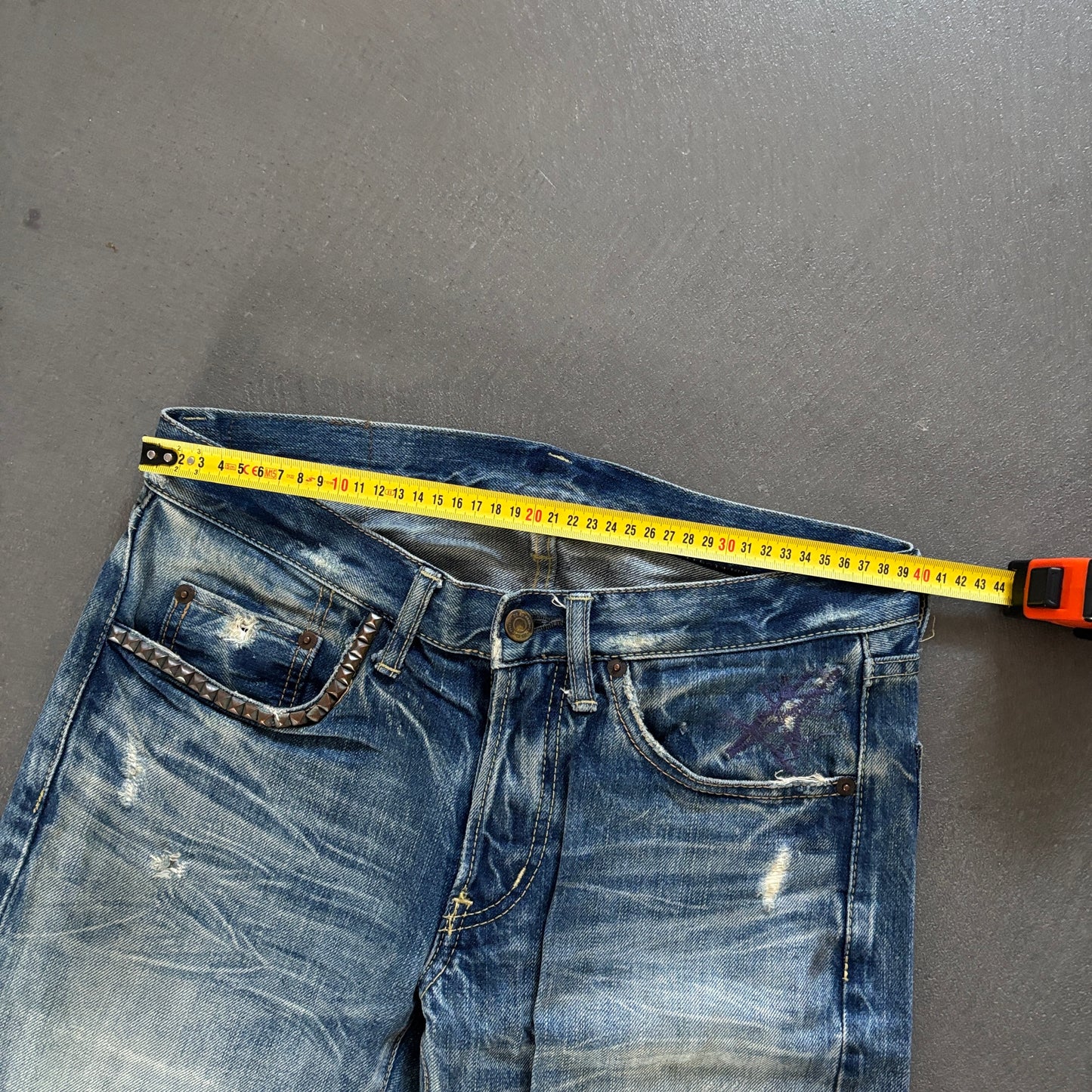 HYSTERIC GLAMOUR SELVEDGE STUDDED DENIM REPAIRS [W30]