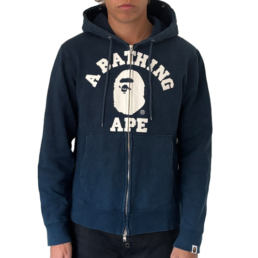 BAPE LOGO HOODIE BLUE STUDDED [L]