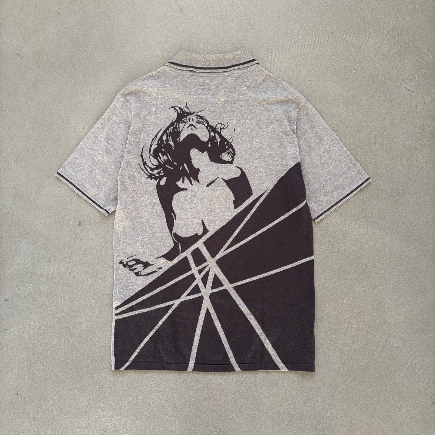 HYSTERIC GLAMOUR WOMAN PRINT POLO GREY [M]