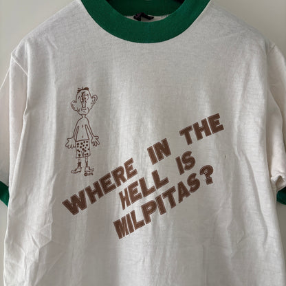 1976 WHERE IS MILPITAS RINGER TEE | HEAVY COTTON TAG [M]
