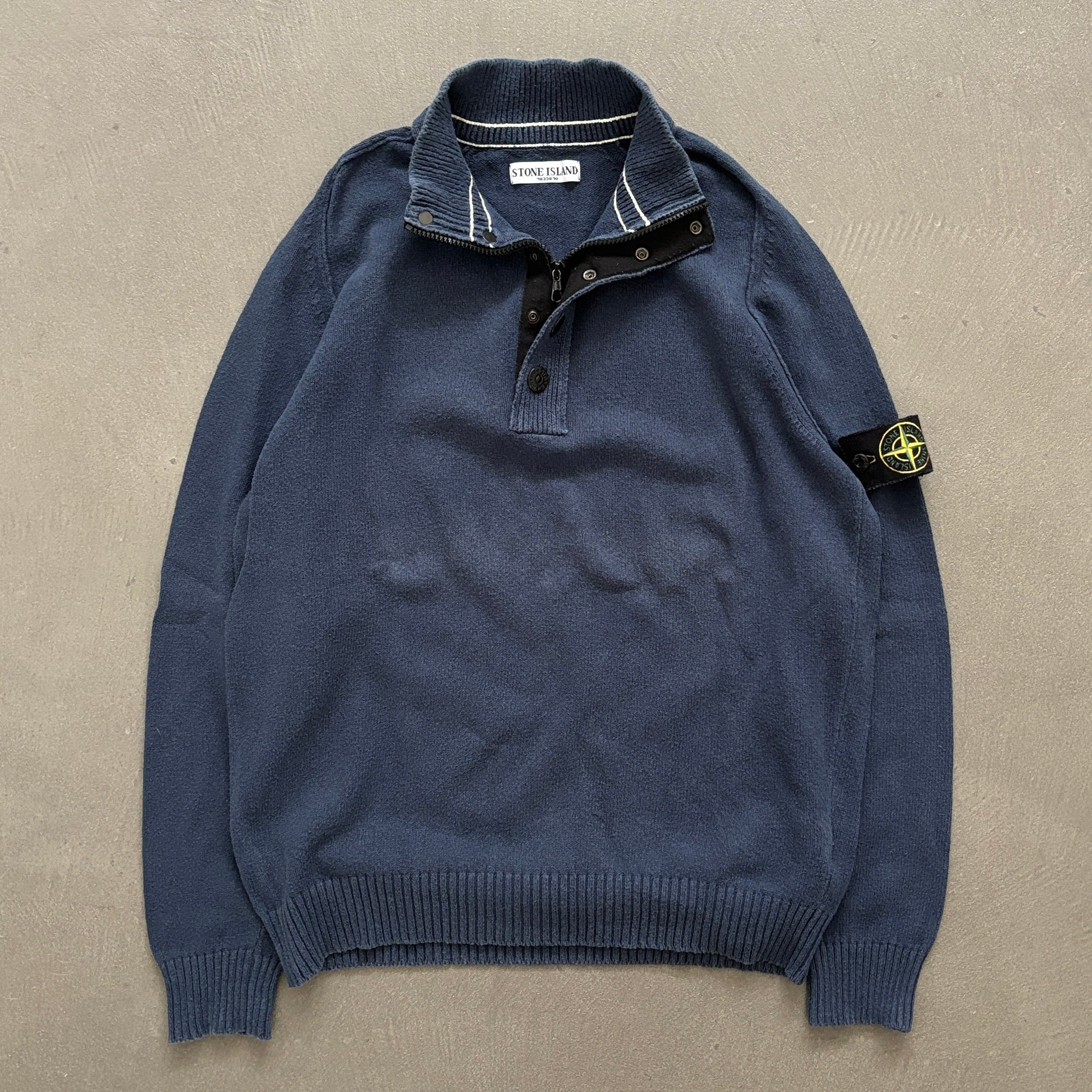 2000s STONE  BUTTON UP KNIT XL！ Stone Island Vintage 1998 Green Buttoned Pullover Jumper - XL