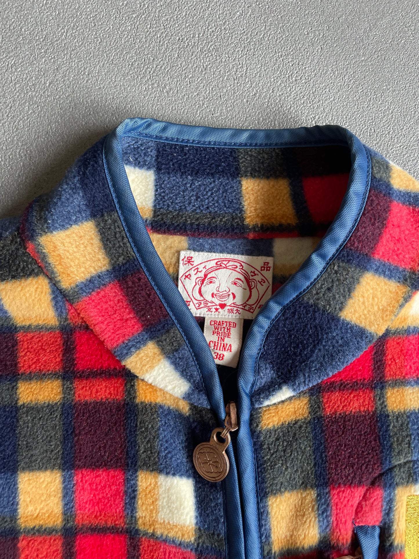 EVISU CHECKERED FLEECE JACKET RED BLUE [S]