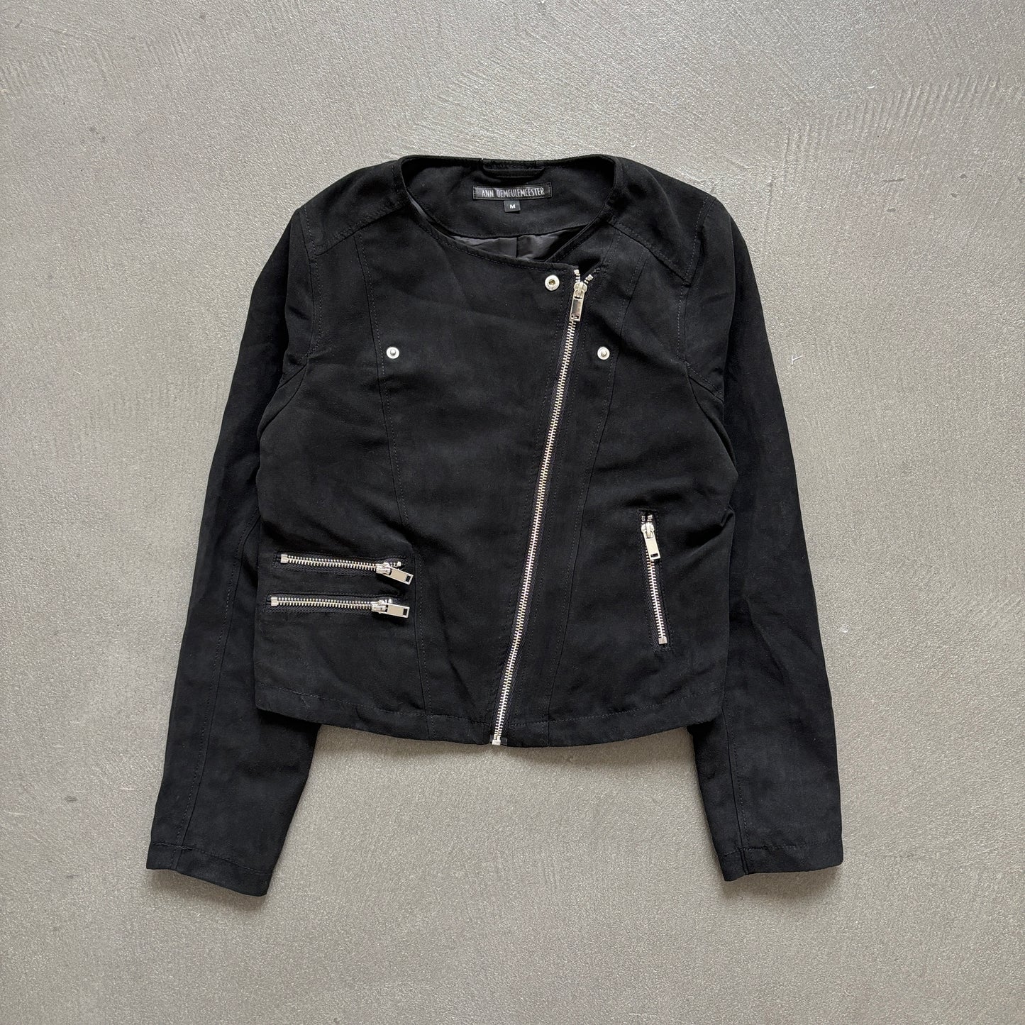 ANN DEMEULEMEESTER SUEDE ASSYMETRICAL JACKET [M]