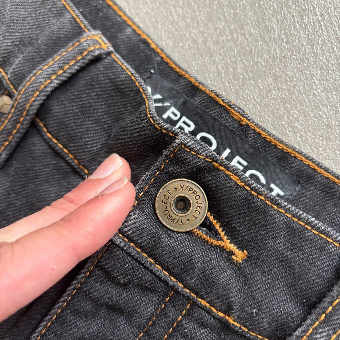 Y/PROJECT RHINESTONE JEANS BLACK [S]