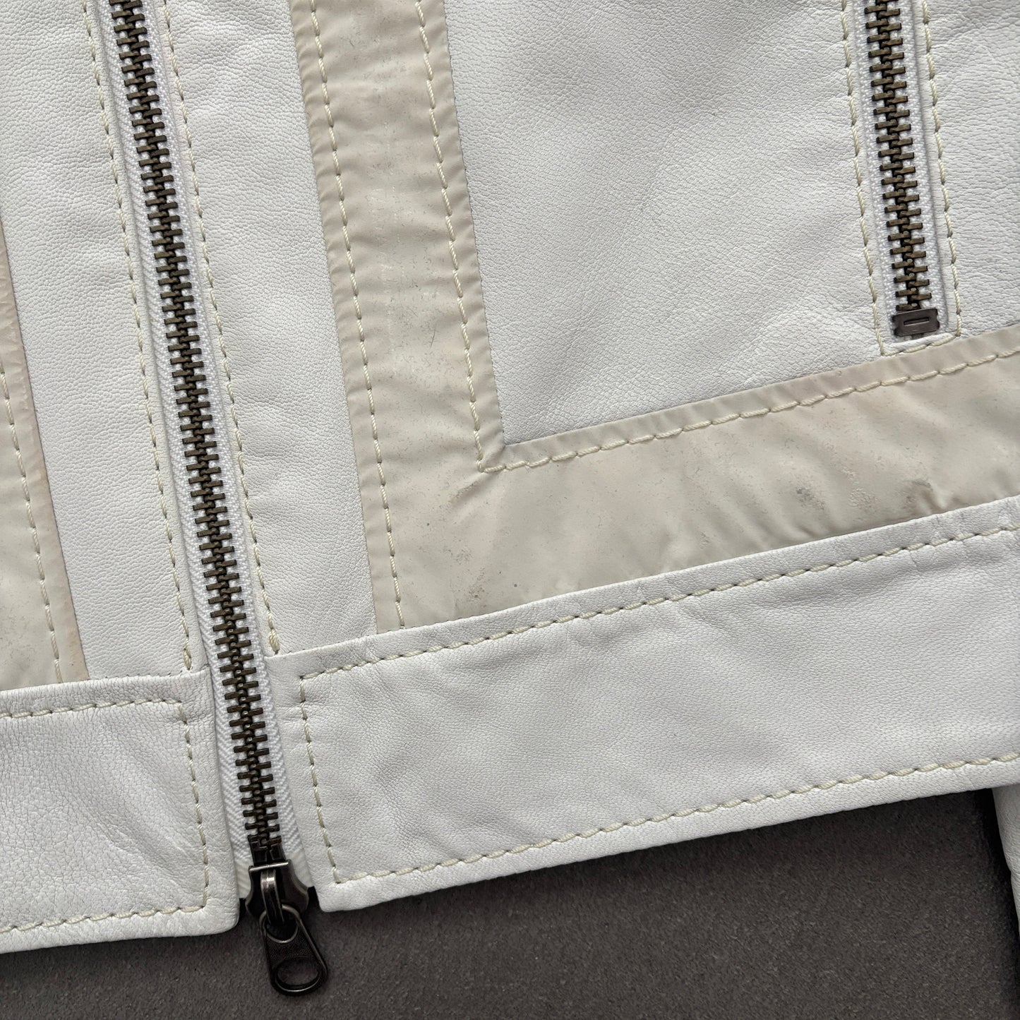 DIRK BIKKEMBERG VINTAGE LEATHER JACKET WHITE [M]