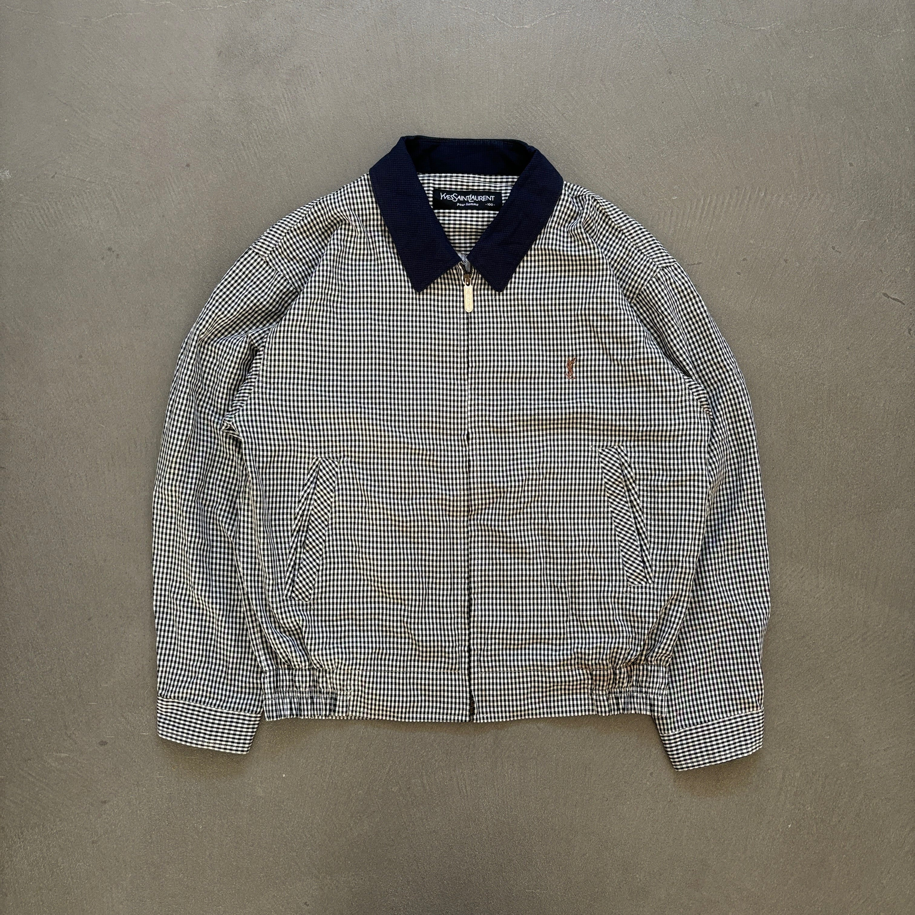 YSL CHECKERED JACKET NAVY COLLAR [M] – TOMVINTAGE