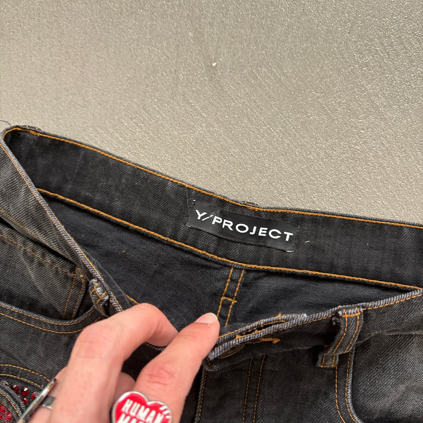 Y/PROJECT RHINESTONE JEANS BLACK [S]