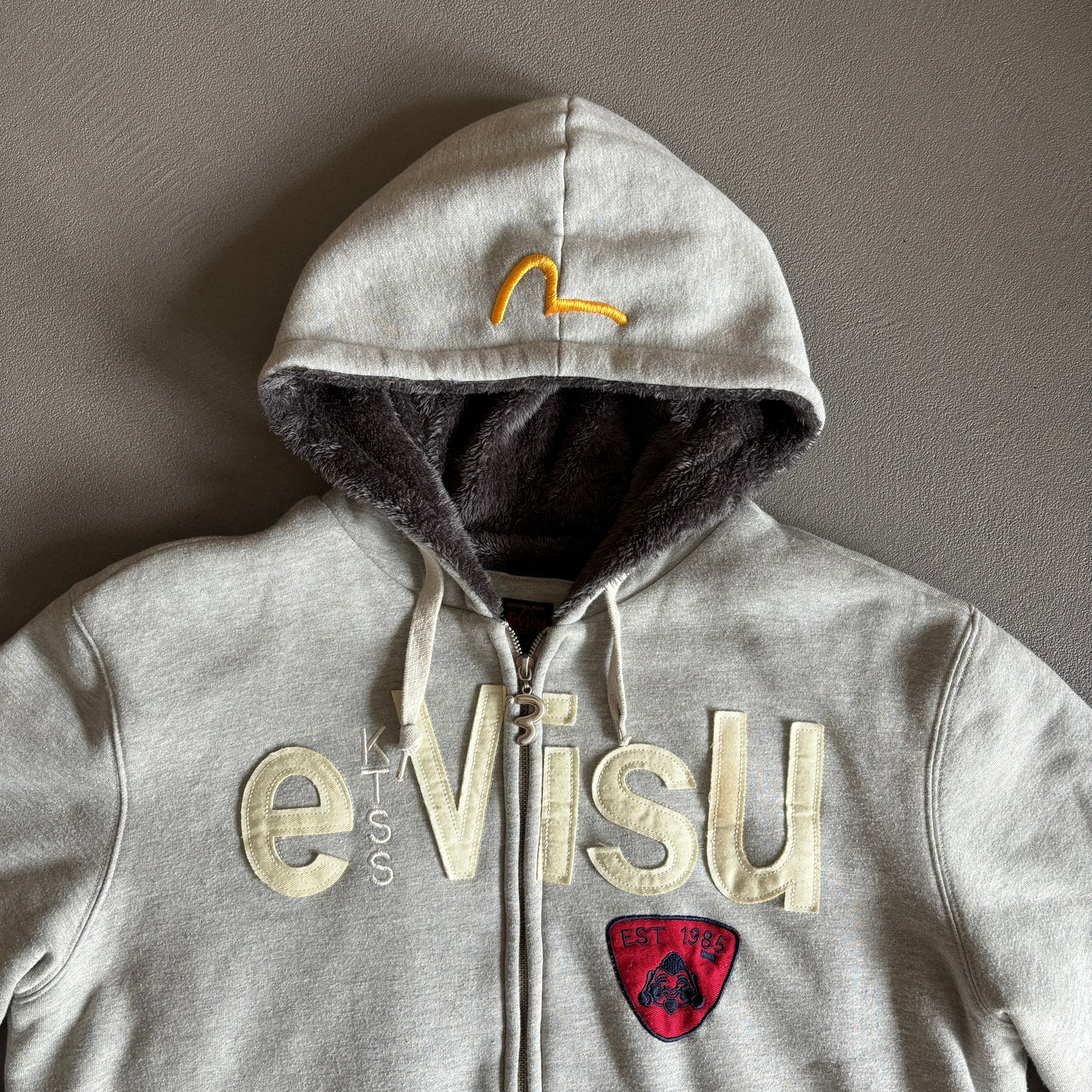 GIACCA IN PILE CON ZIP EVISU GRIGIO CON ZIP [XL]