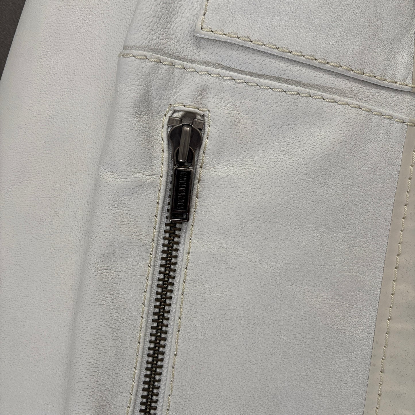DIRK BIKKEMBERG VINTAGE LEATHER JACKET WHITE [M]