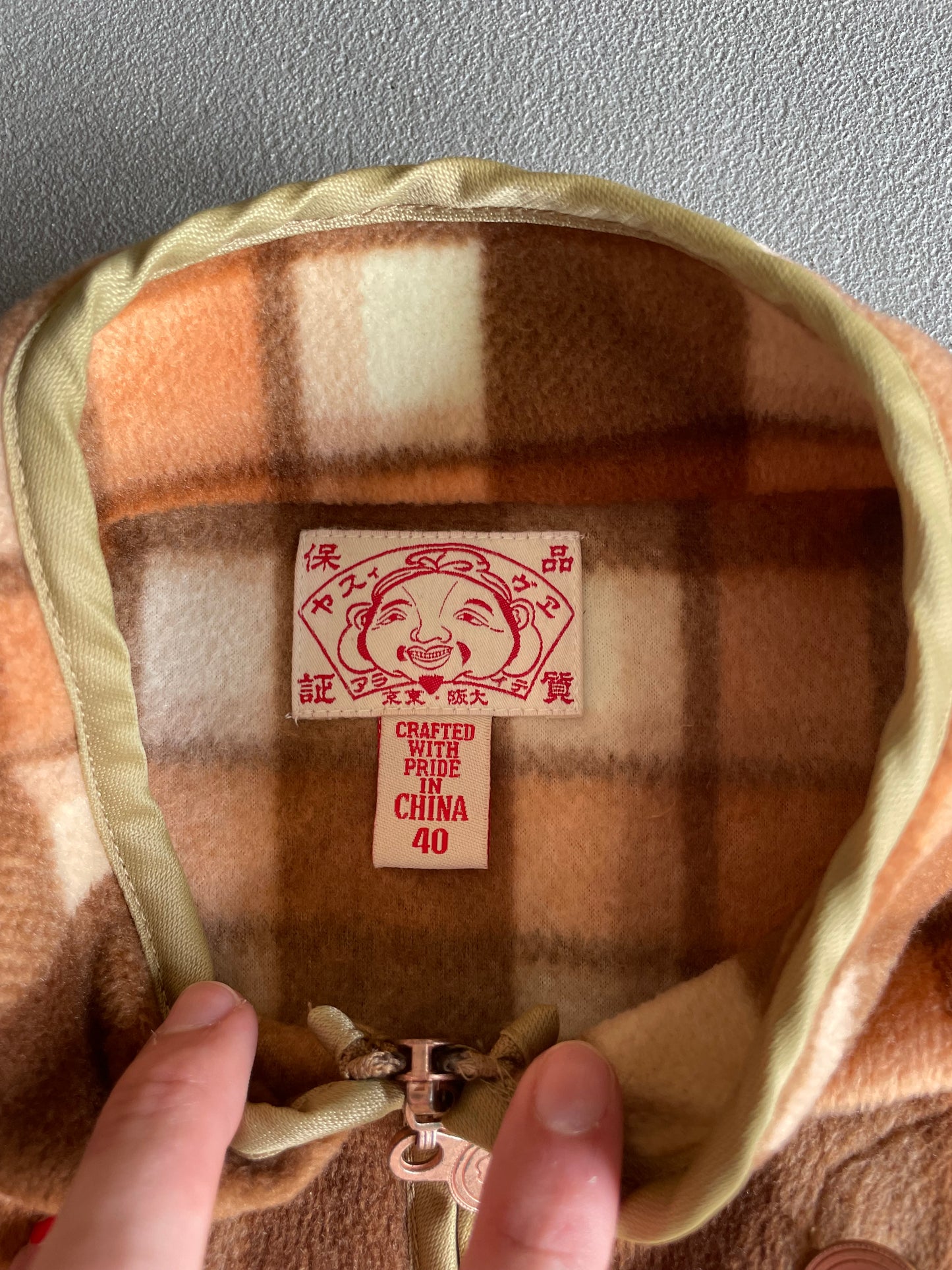 EVISU CHECKERED FLEECE BEIGE BROWN [M]