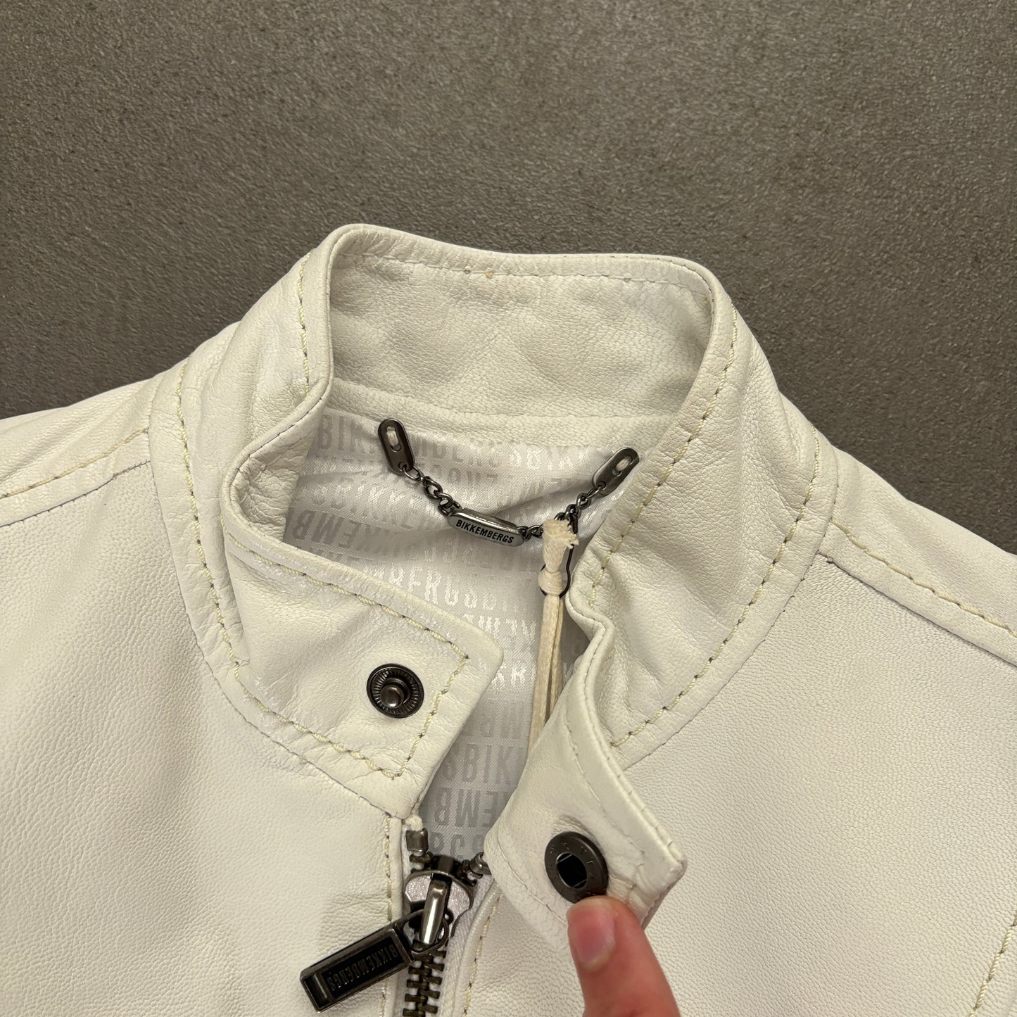 DIRK BIKKEMBERG VINTAGE LEATHER JACKET WHITE [M]