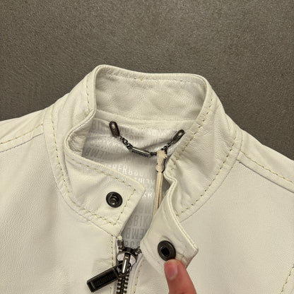 DIRK BIKKEMBERG VINTAGE LEATHER JACKET WHITE [M]