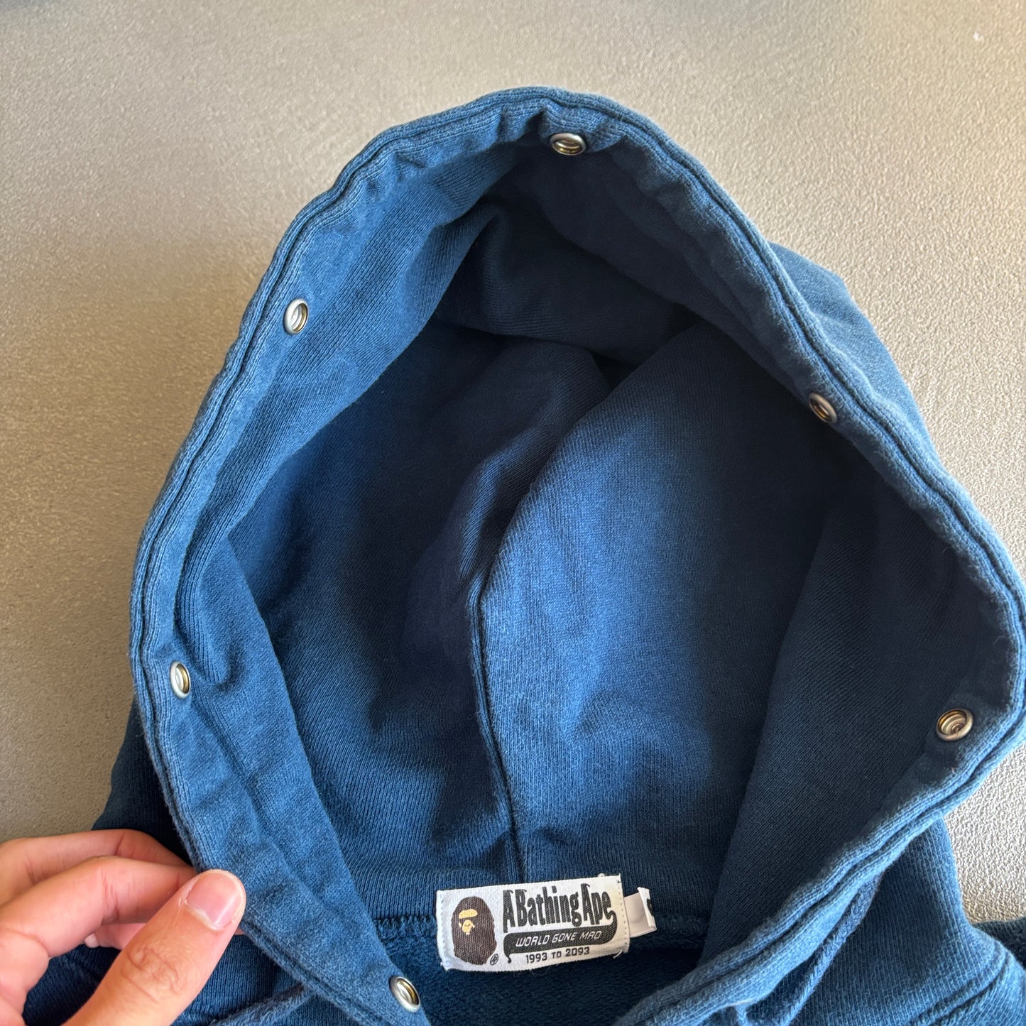 BAPE LOGO HOODIE BLUE STUDDED [L]