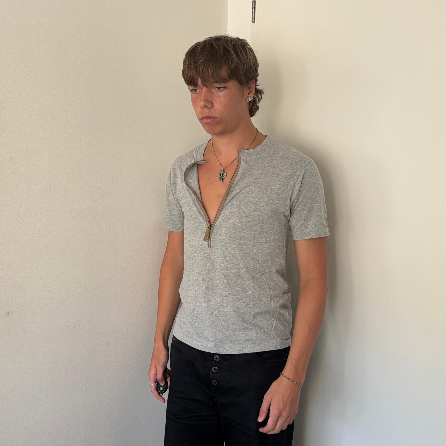 90S ISSEY MIYAKE ZIP TEE GREY [S]