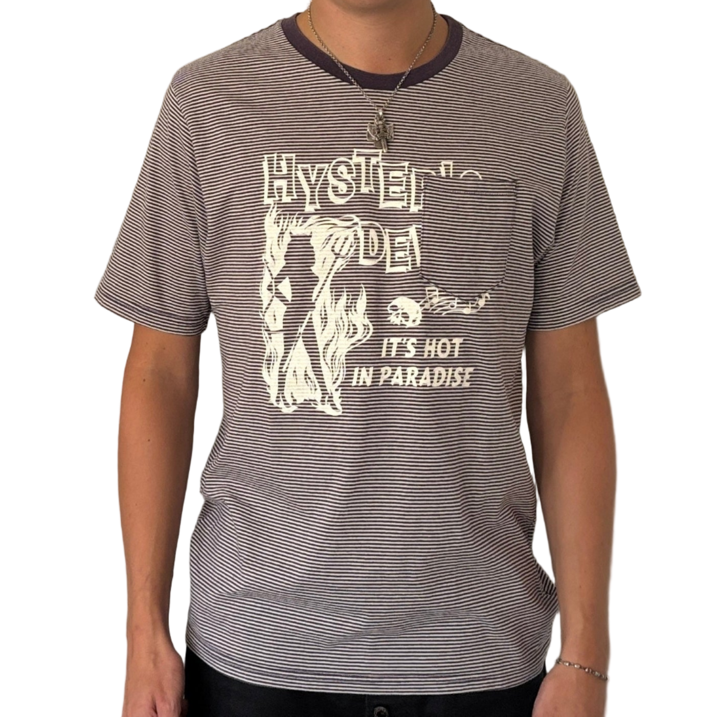 HYSTERIC GLAMOUR STRIPED POCKET TEE [L]