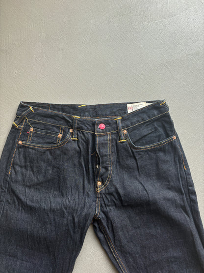 EVISU WHITE TEXT DIACOCK JEANS [W31]