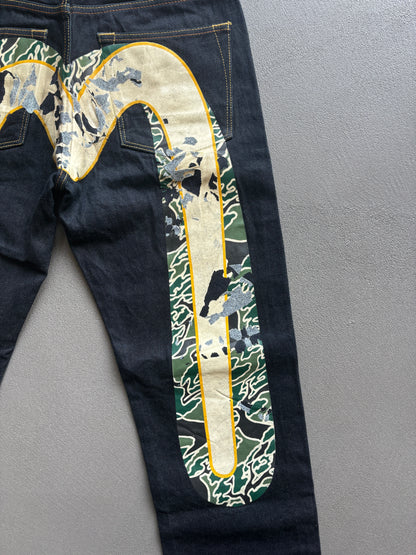 EVISU CRACKED DIACOCK JEANS [W30]