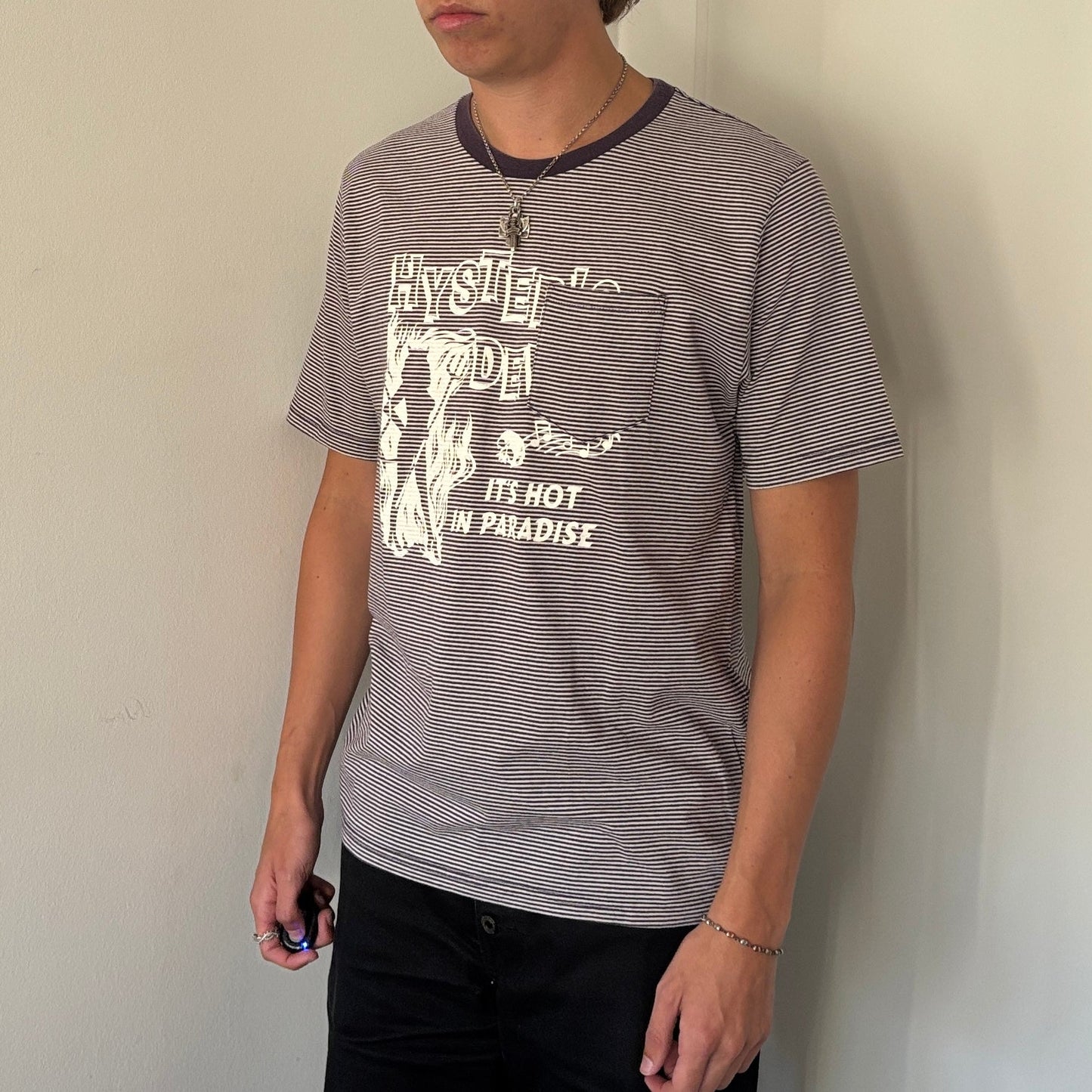 HYSTERIC GLAMOUR STRIPED POCKET TEE [L]