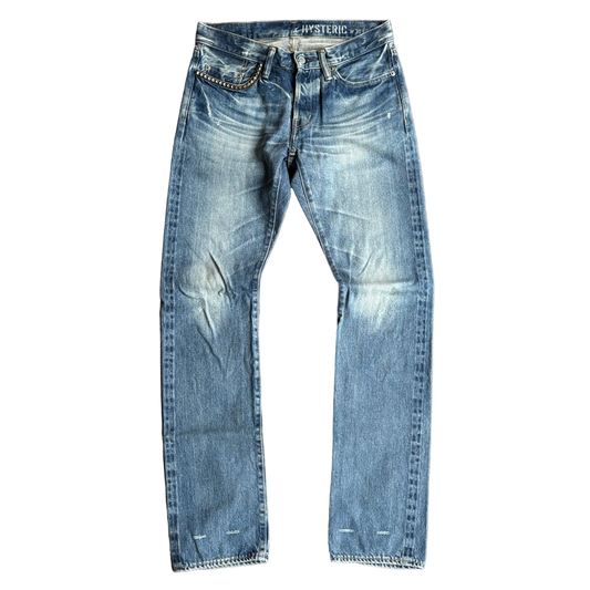 HYSTERIC GLAMOUR LIGHT WASH STUDDED SELVEDGE DENIM [W30]