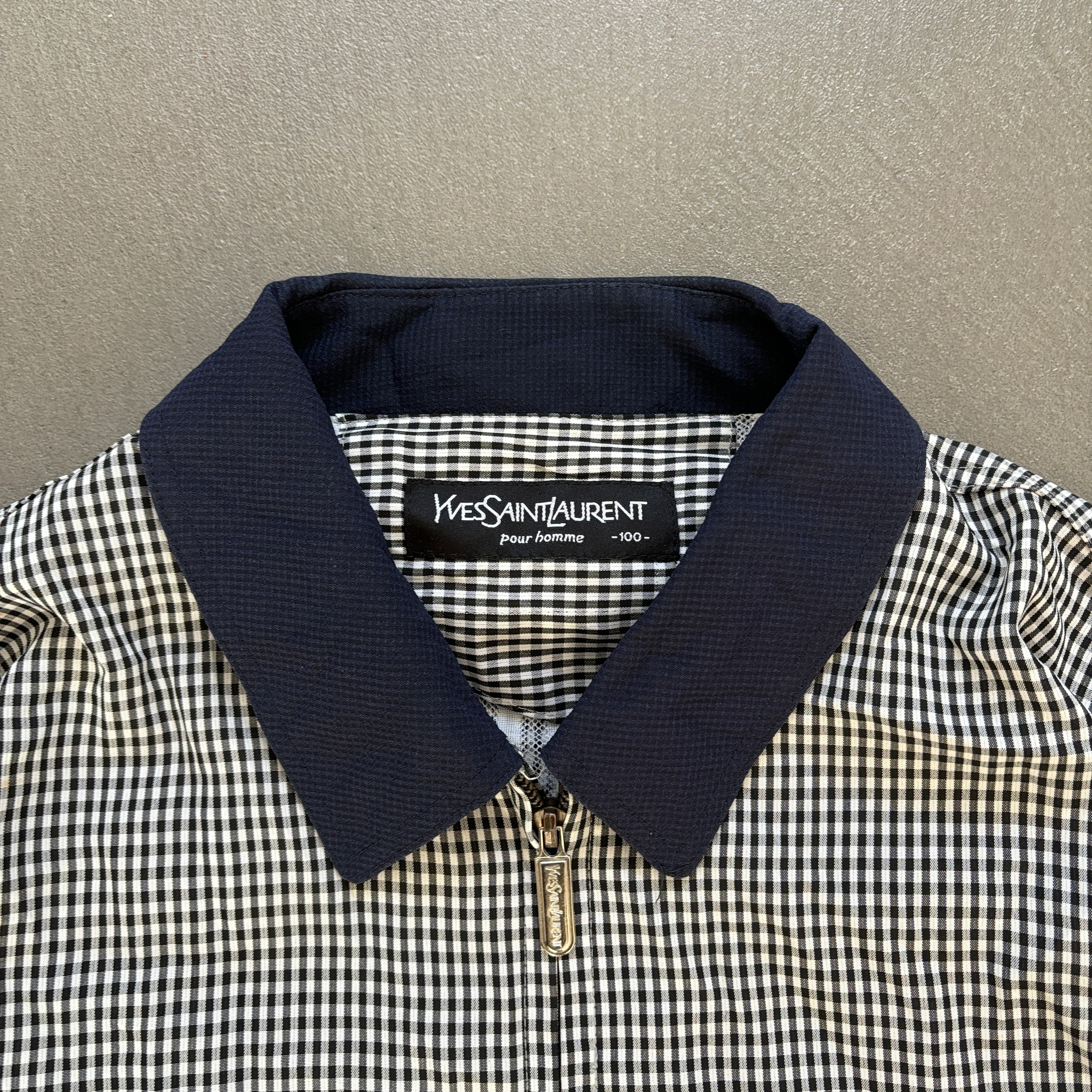 YSL CHECKERED JACKET NAVY COLLAR [M] – TOMVINTAGE