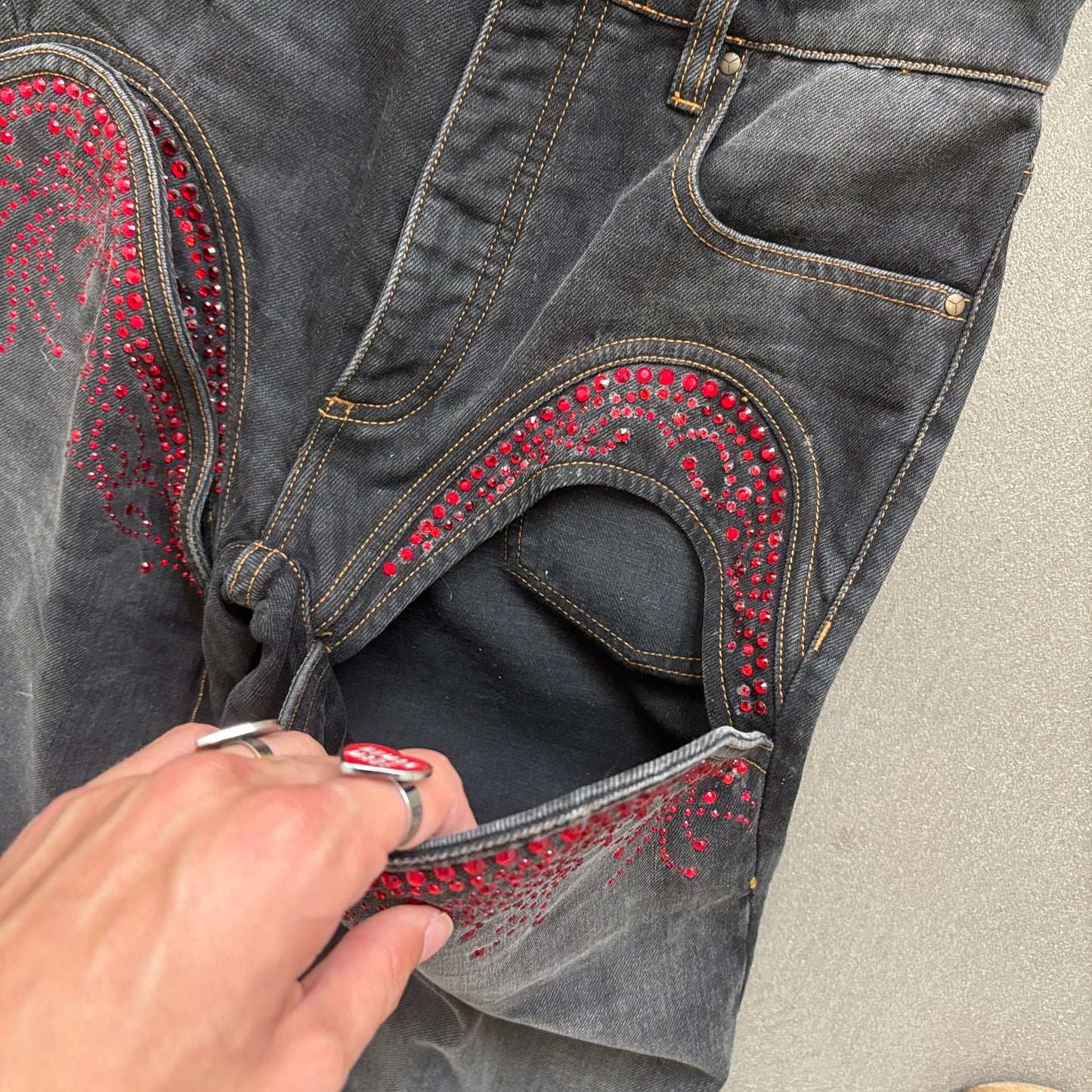 Y/PROJECT RHINESTONE JEANS BLACK [S]