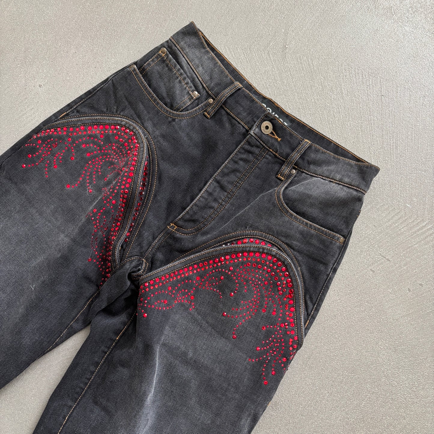 Y/PROJECT RHINESTONE JEANS BLACK [S]