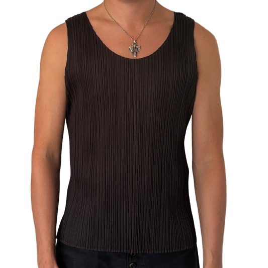 ISSEY MIYAKE PLEATS PLEASE TANKTOP BROWN [L]