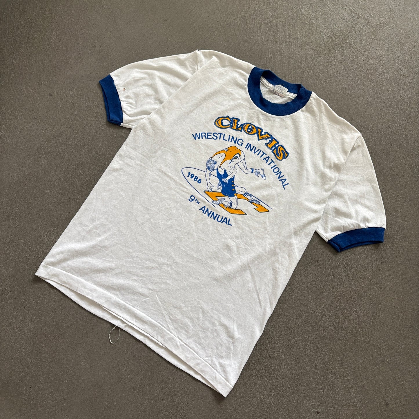 1986 WRESTLING INVITATIONAL RINGER TEE | FIFTY-FIFTY TAG [M]