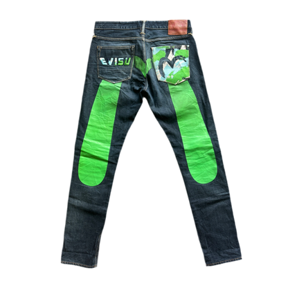 EVISU GREEN DIACOCK JEANS [W32]