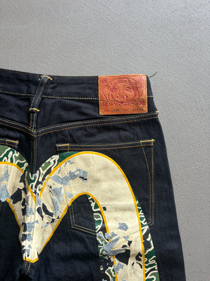 EVISU CRACKED DIACOCK JEANS [W30]