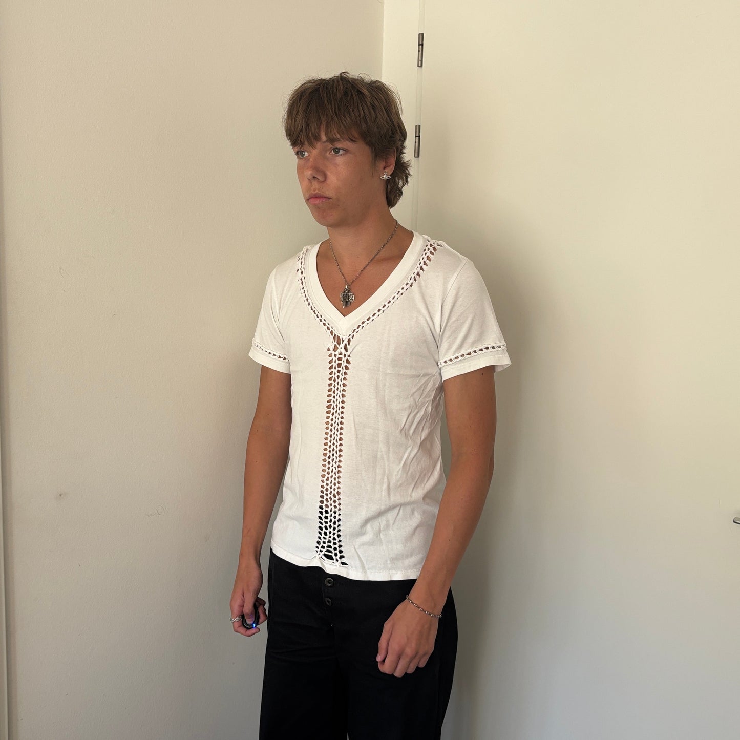 SS07 NUMBER (N)INE WOVEN TEE WHITE [M]