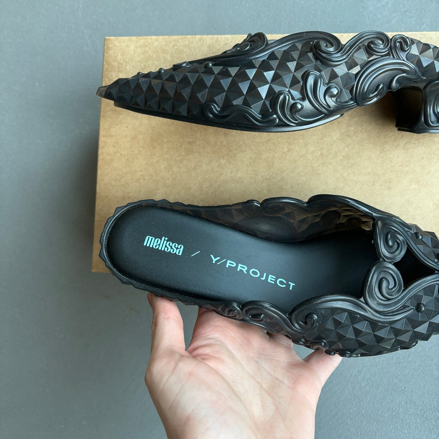 Y/PROJECT X MELISSA COURT SHOE MULES BLACK [NEW]