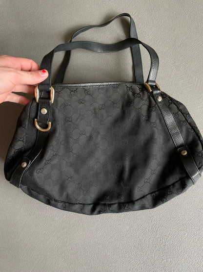 GUCCI BLACK CANVAS ABBEY BAG