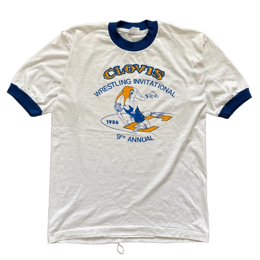 1986 WRESTLING INVITATIONAL RINGER TEE | FIFTY-FIFTY TAG [M]
