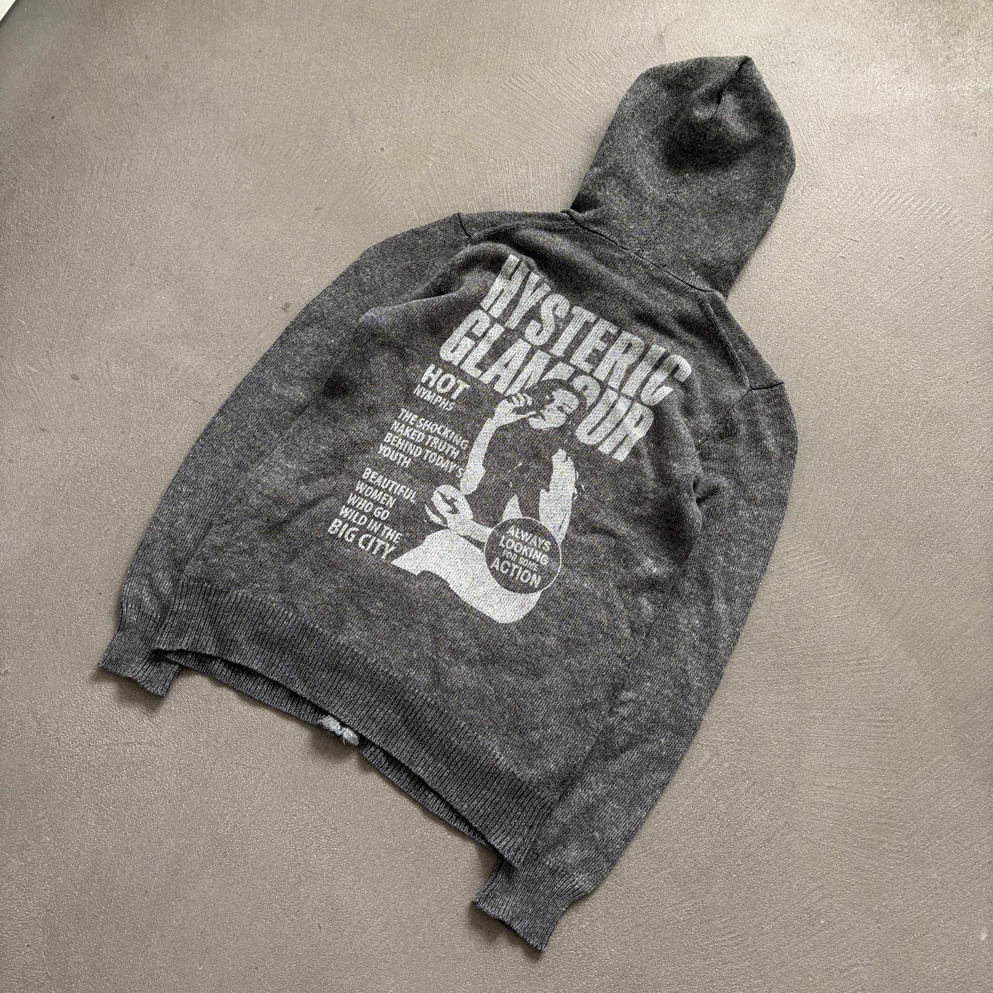 HYSTERIC GLAMOUR ZIP-UP HOODIE GREY [S]