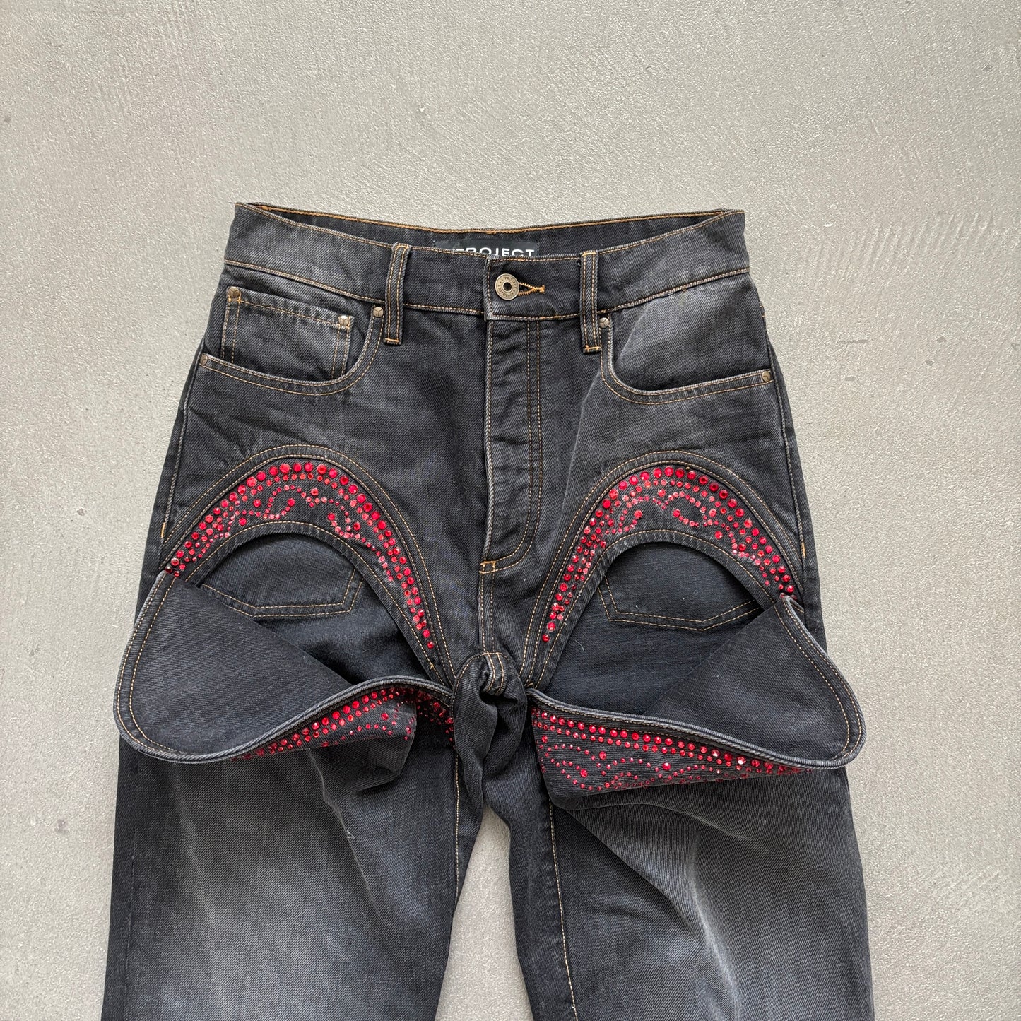 Y/PROJECT RHINESTONE JEANS BLACK [S]