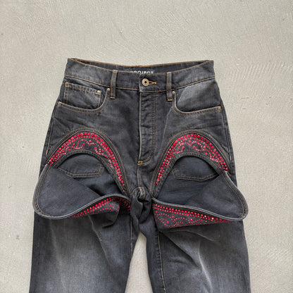 Y/PROJECT RHINESTONE JEANS BLACK [S]
