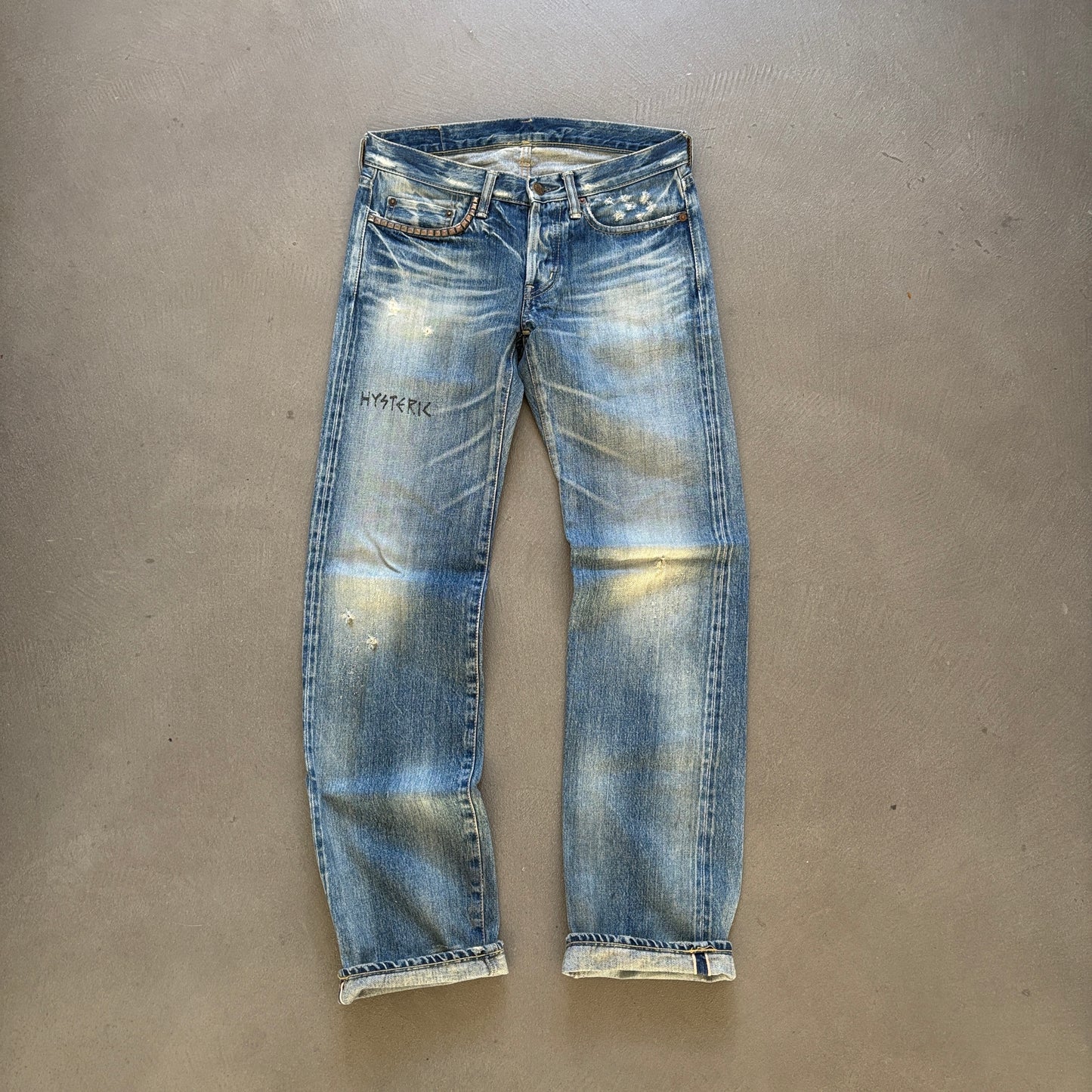HYSTERIC GLAMOUR SPELLOUT STUDDED DENIM [W30]