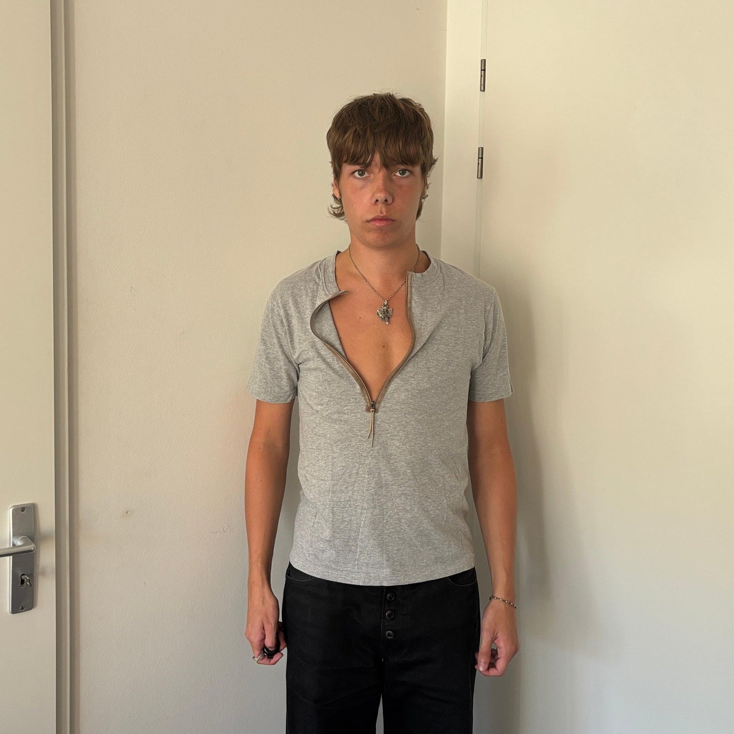 90S ISSEY MIYAKE ZIP TEE GREY [S]