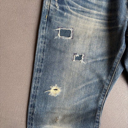 HYSTERIC GLAMOUR REPAIRED STUDDED SELVEDGE DENIM [W30]