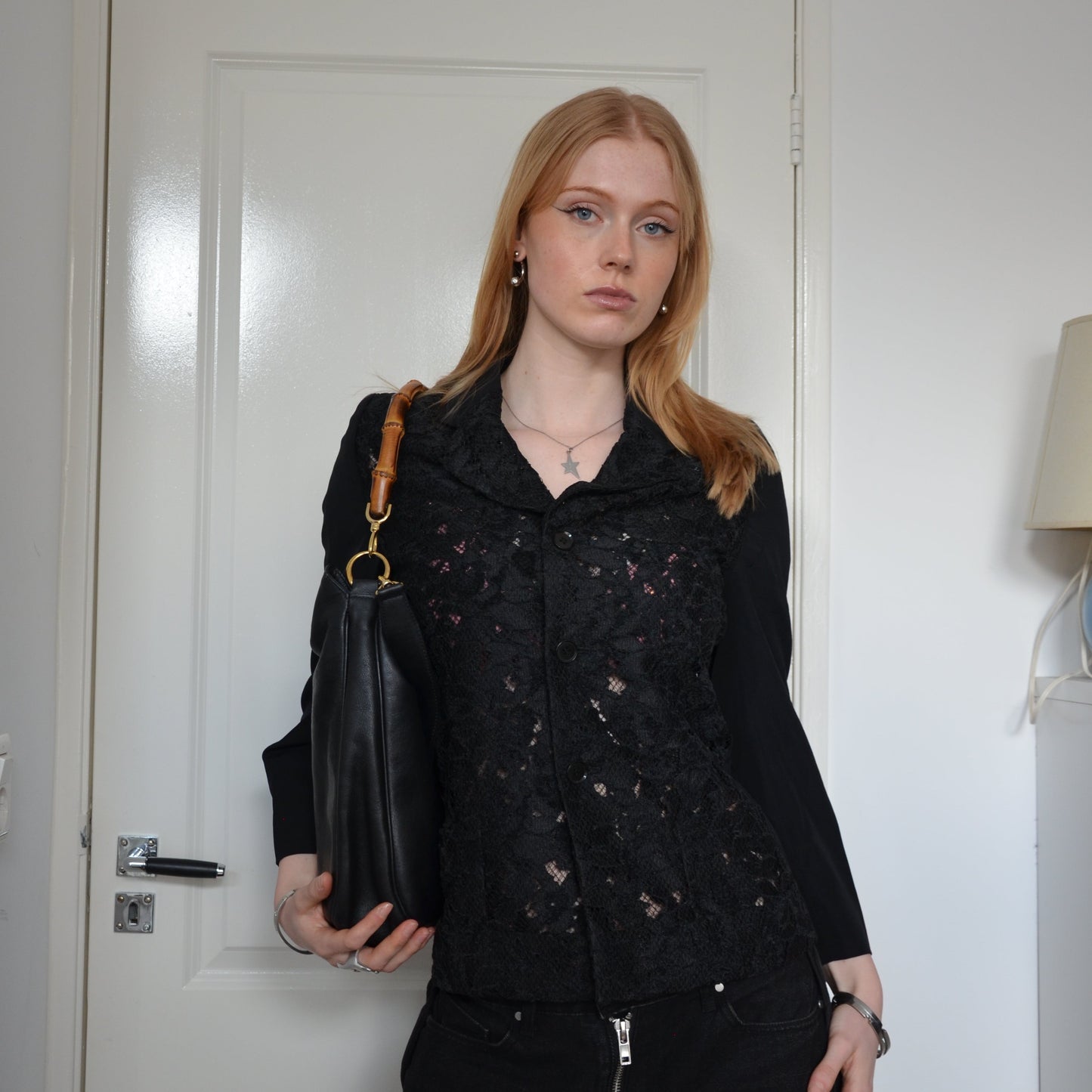 GUCCI TOM FORD BAMBOO LEATHER BAG BLACK