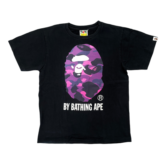 BAPE PURPLE CAMO LOGO TEE BLACK [S]